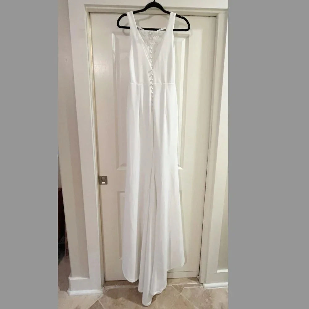 Lulu's Long-Lasting Love Ivory Lace V-Neck Mermaid Dress - Picture 4 of 15